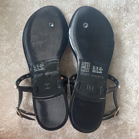 Brand New Stuart Weitzman Gemstone Beaded Thong Jelly Sandals Slingback Black - Picture 10 of 15